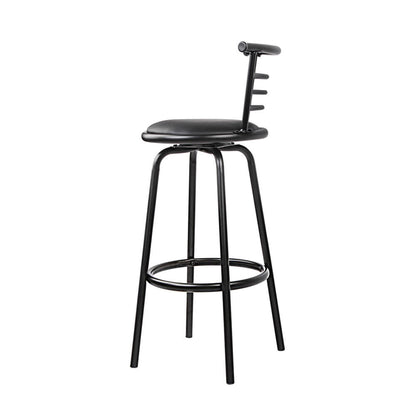 Monarto | Modern Black Metal PU Leather Bar Stools | Set of 2 | Black