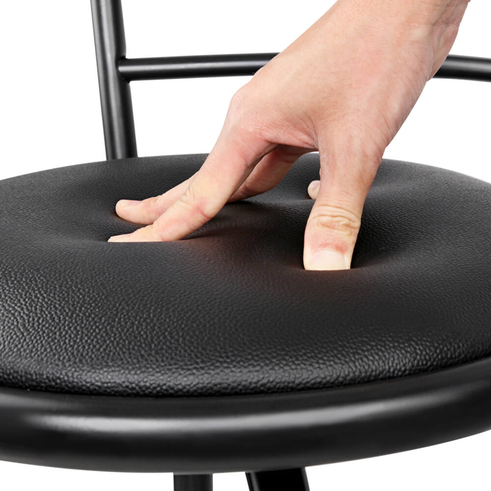 Monarto | Modern Black Metal PU Leather Bar Stools | Set of 2 | Black