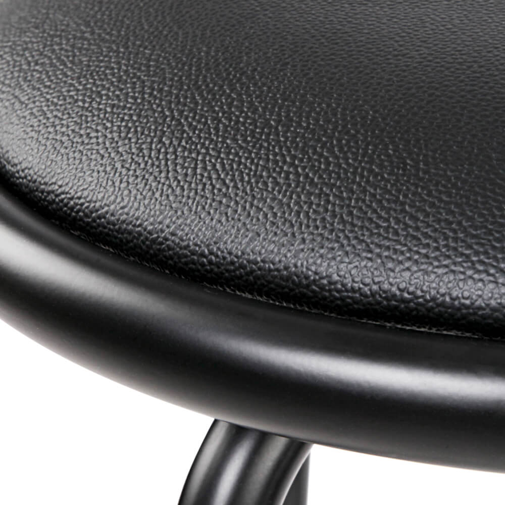 Monarto | Modern Black Metal PU Leather Bar Stools | Set of 2 | Black