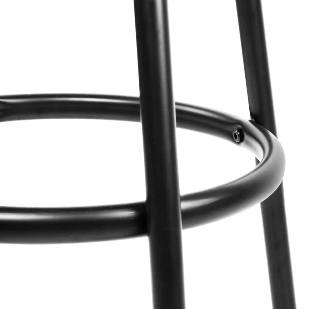 Monarto | Modern Black Metal PU Leather Bar Stools | Set of 2 | Black