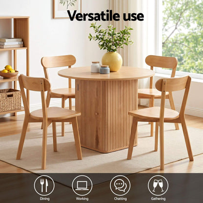 Montague Chadwick | Country Coastal Natural Wooden Round Dining Table Set Of 4 | Natural