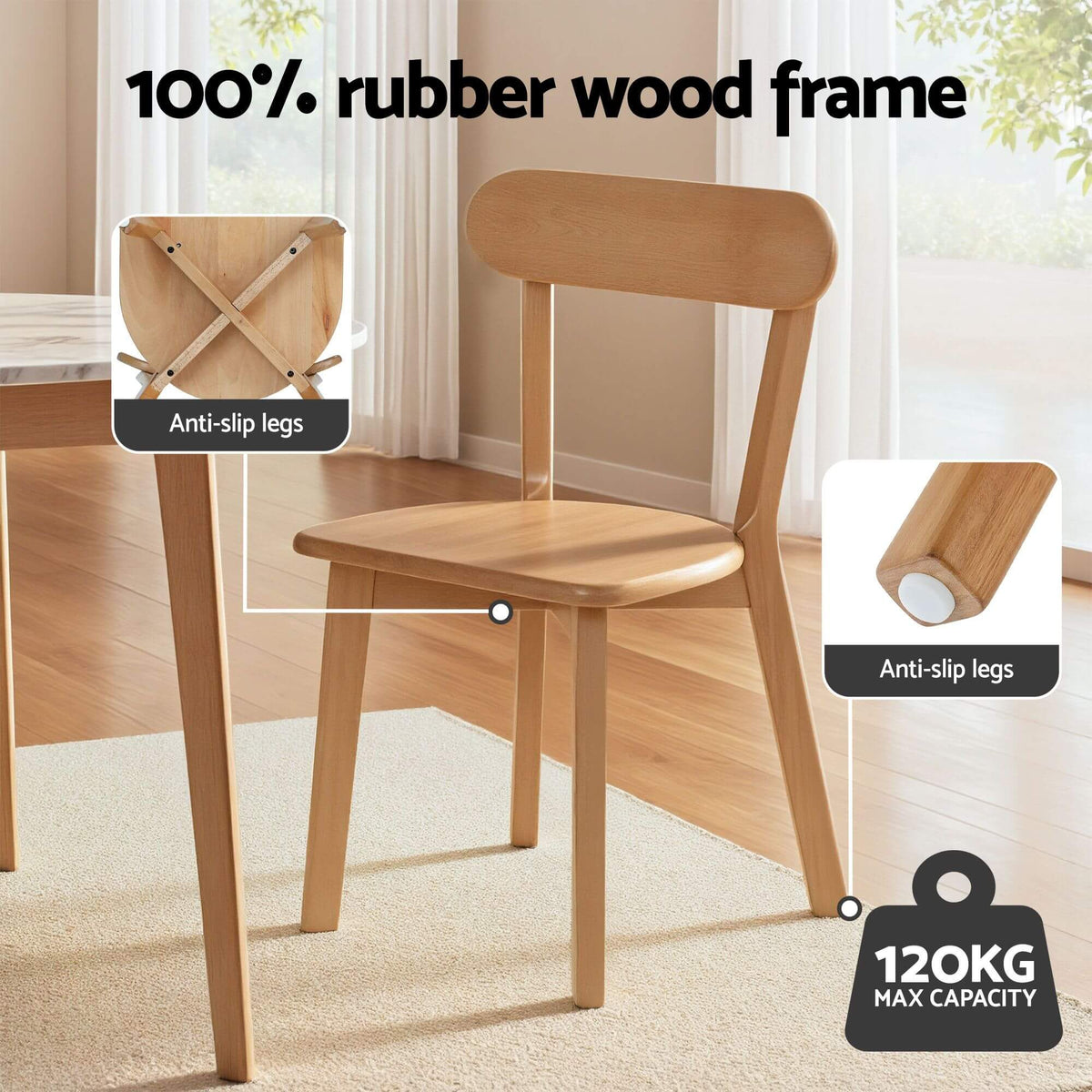 Montague Chadwick | Country Coastal Natural Wooden Round Dining Table Set Of 4