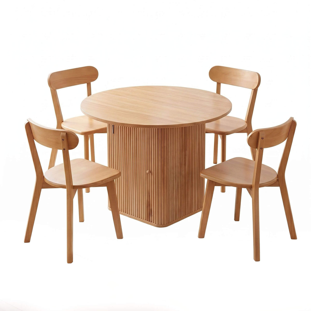 Montague Chadwick | Country Coastal Natural Wooden Round Dining Table Set Of 4 | Natural