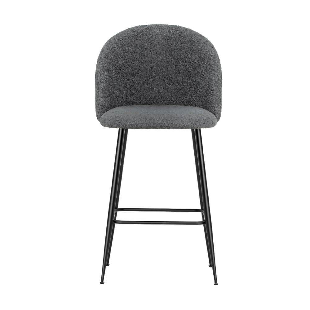 Montague | Modern Charcoal Boucle Fabric Bar Stools | Set Of 2 | Charcoal
