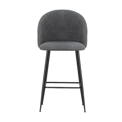 Montague | Modern Charcoal Boucle Fabric Bar Stools | Set Of 2 | Charcoal