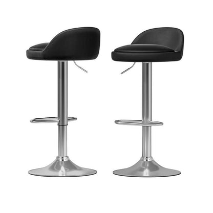 Montego Giles | PU Leather Height Adjustable Contemporary Wooden Bar Stool Set | Black