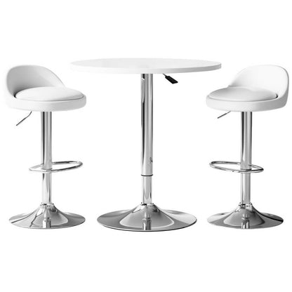 Montego Giles | PU Leather Height Adjustable Contemporary Wooden Bar Stool Set | White