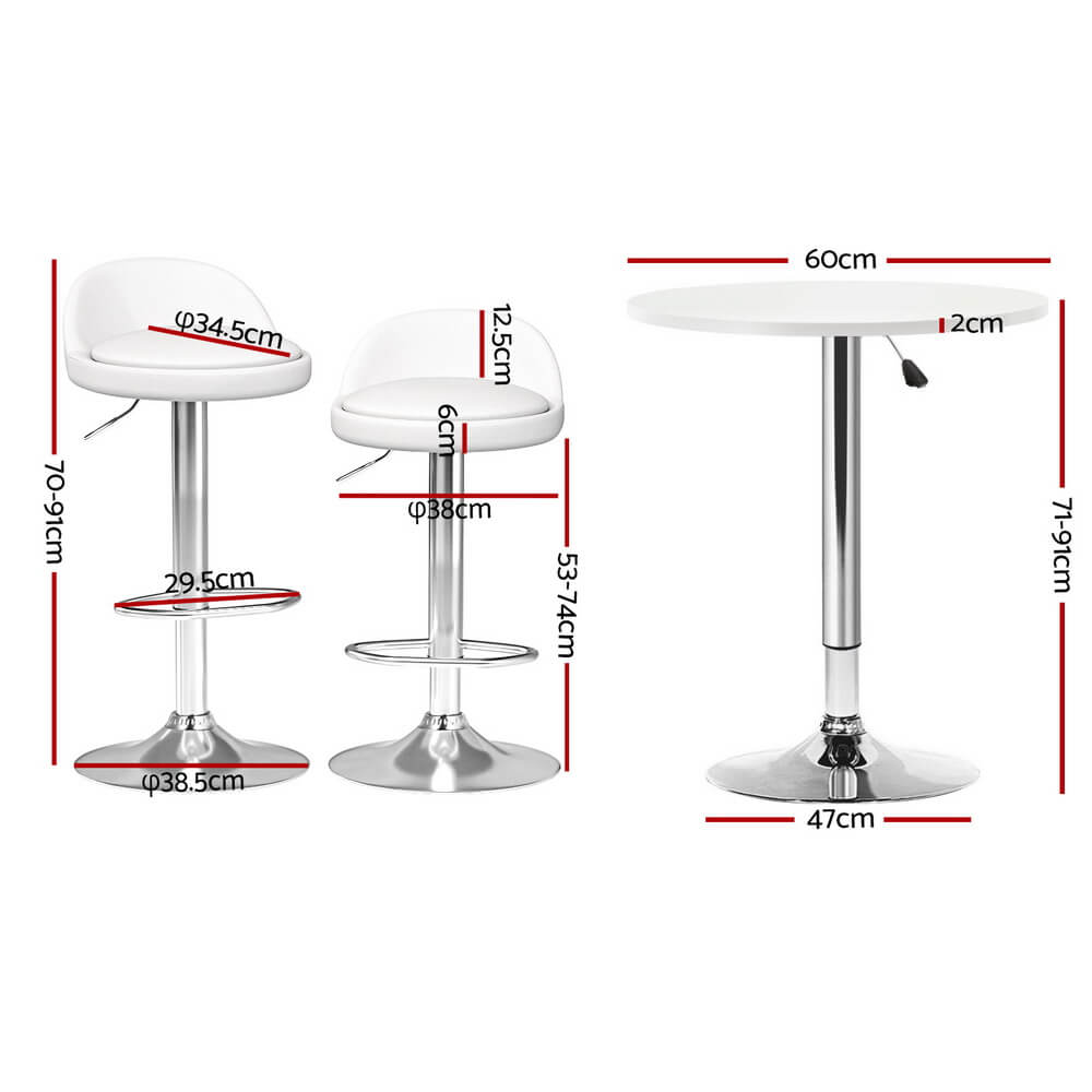 Montego Giles | PU Leather Height Adjustable Contemporary Wooden Bar Stool Set | White