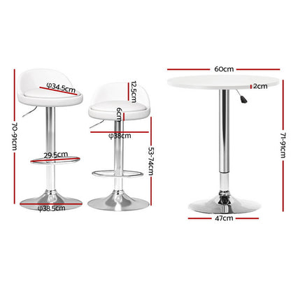Montego Giles | PU Leather Height Adjustable Contemporary Wooden Bar Stool Set | White