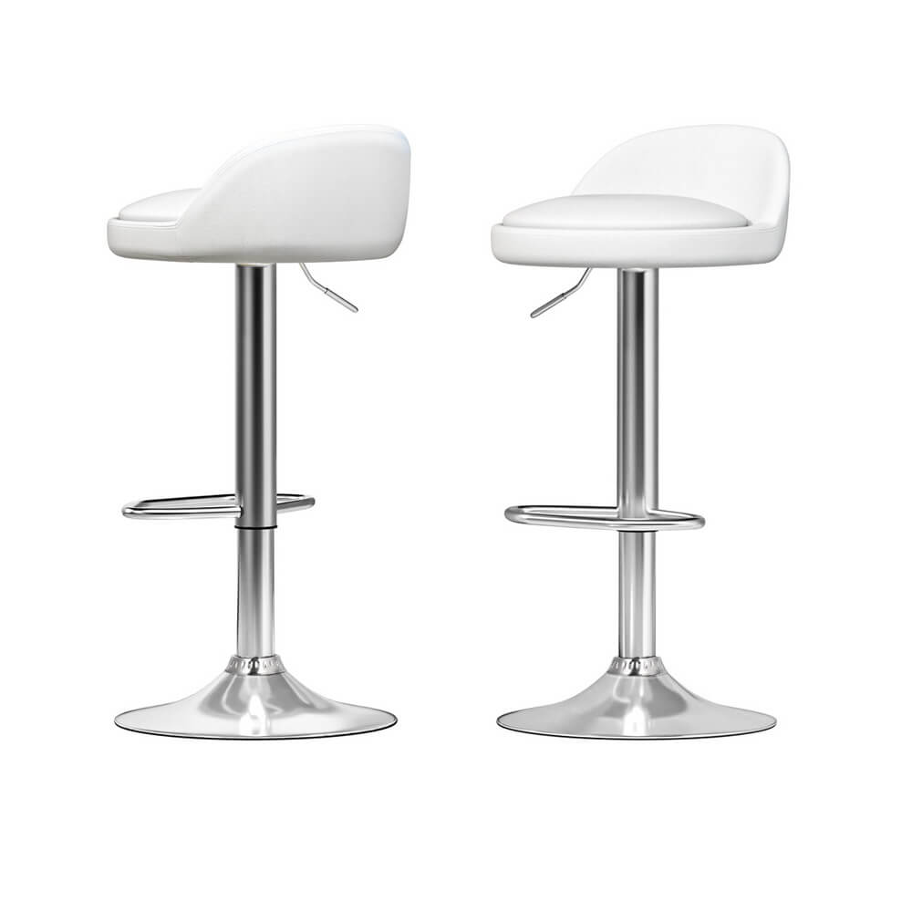 Montego Giles | PU Leather Height Adjustable Contemporary Wooden Bar Stool Set | White