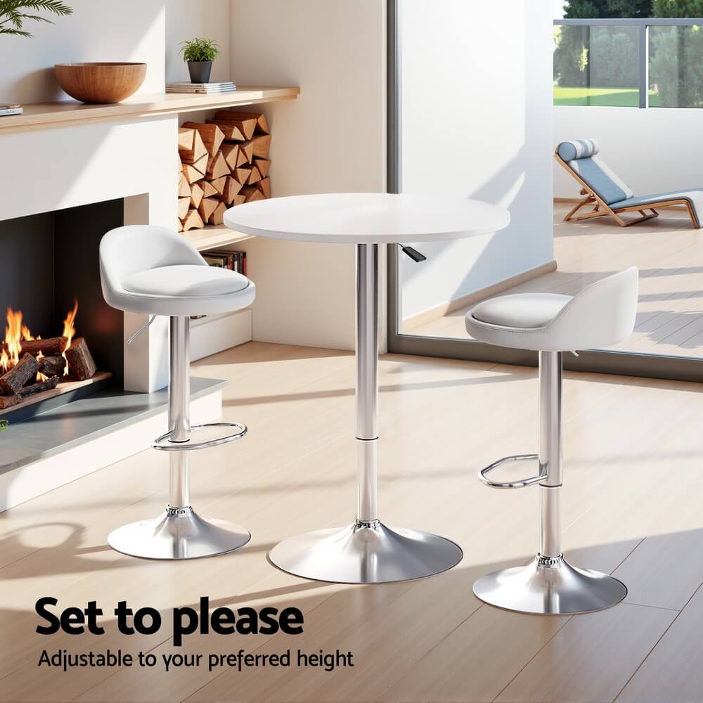 Montego Giles | PU Leather Height Adjustable Contemporary Wooden Bar Stool Set | White
