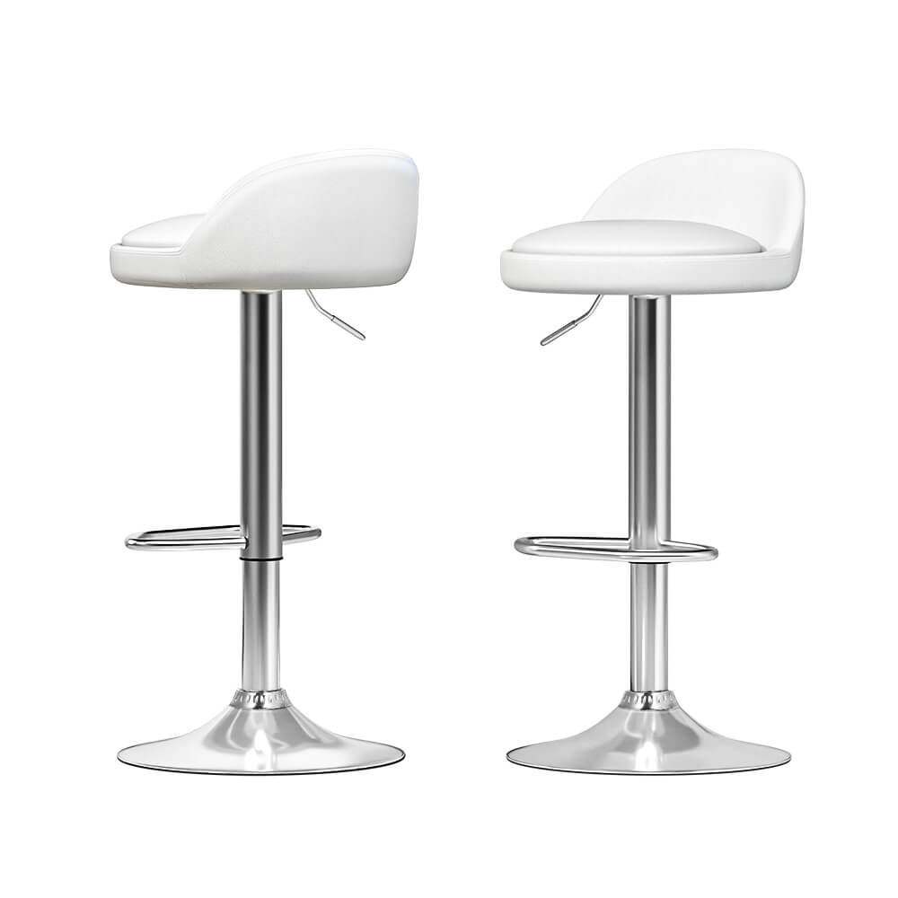 Contemporary Metal White PU Leather Bar Stools
