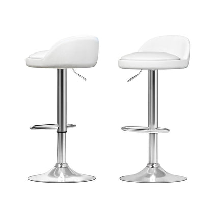 Contemporary Metal White PU Leather Bar Stools