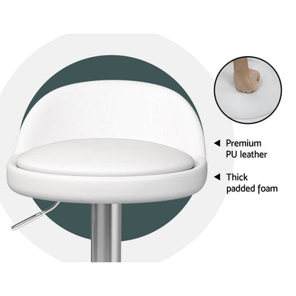 Contemporary Metal White PU Leather Bar Stools