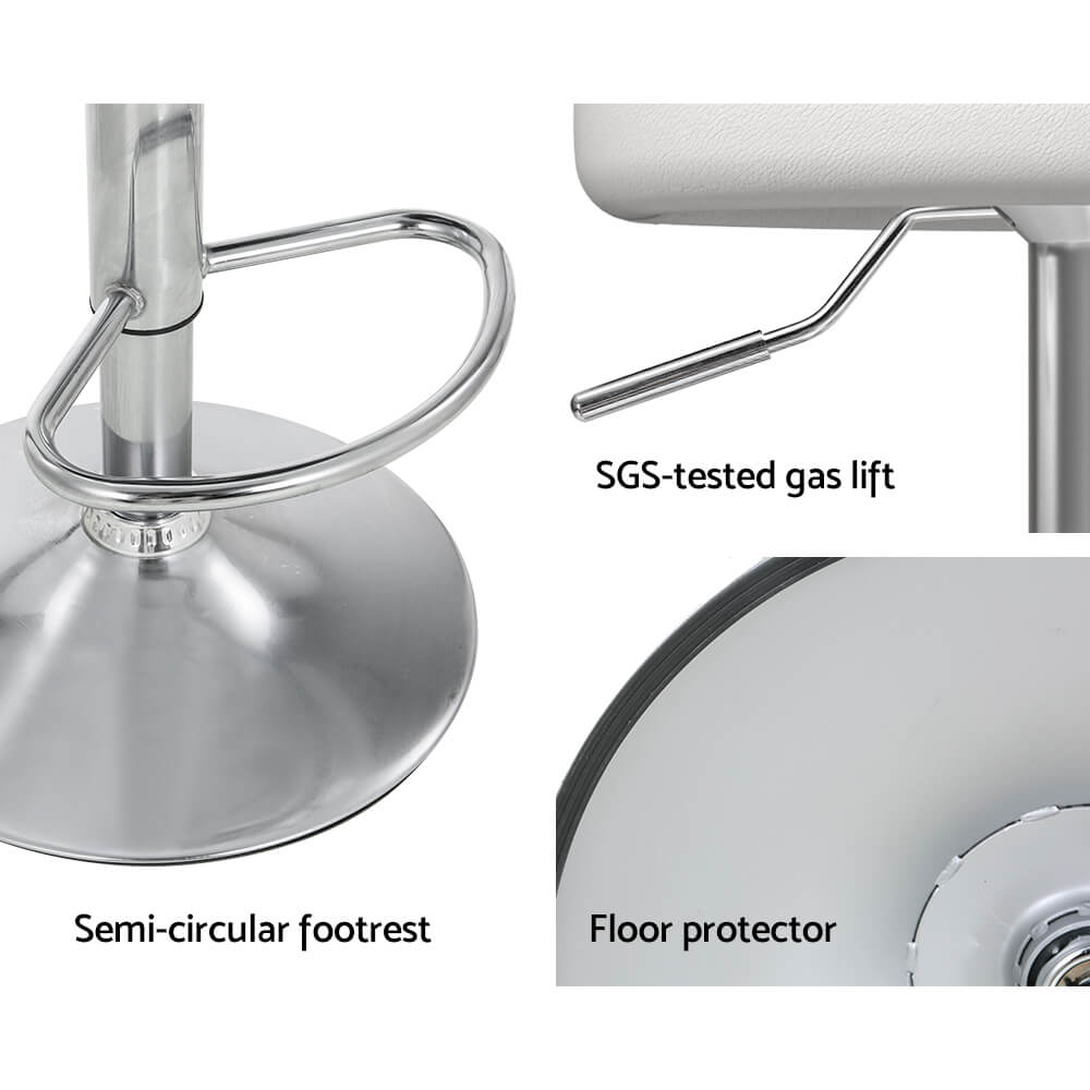 Contemporary Metal White PU Leather Bar Stools