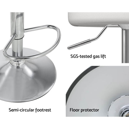 Contemporary Metal White PU Leather Bar Stools