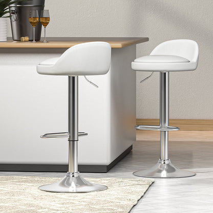 Contemporary Metal White PU Leather Bar Stools