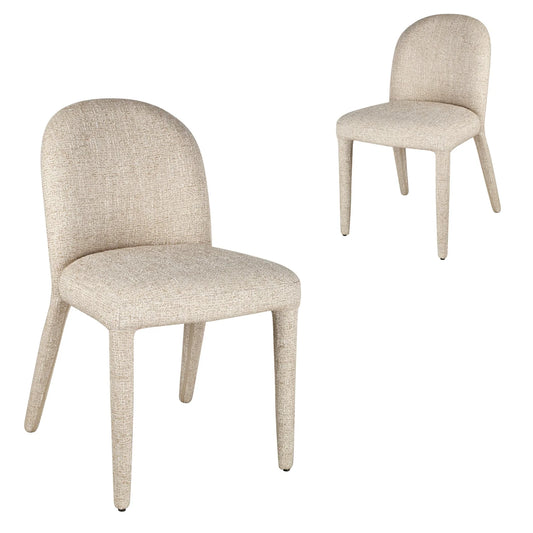 Monterey | Modern Coastal Metal Beige Fabric Dining Chairs | Set Of 2 | Beige