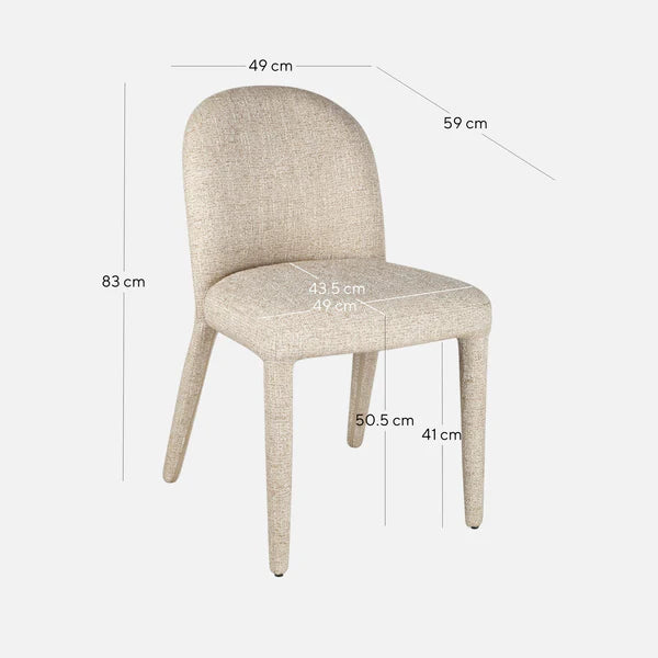 Monterey | Modern Coastal Metal Beige Fabric Dining Chairs | Set Of 2 | Beige
