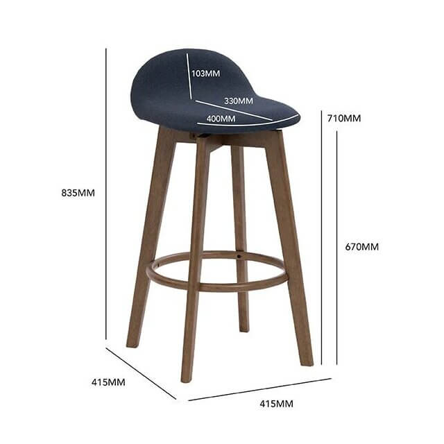 Monterey | Modern Mid Century Wooden Fabric Bar Stool