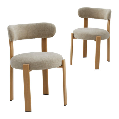 Montessa | Modern Metal Fabric Dining Chairs | Set Of 2 | Beige Natural