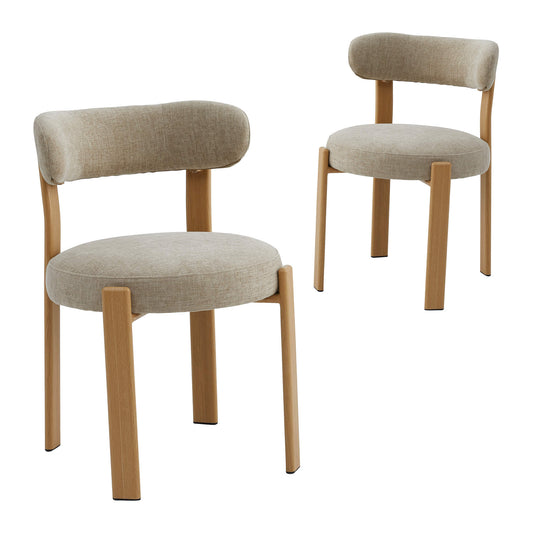 Montessa | Modern Metal Fabric Dining Chairs | Set Of 2 | Beige Natural