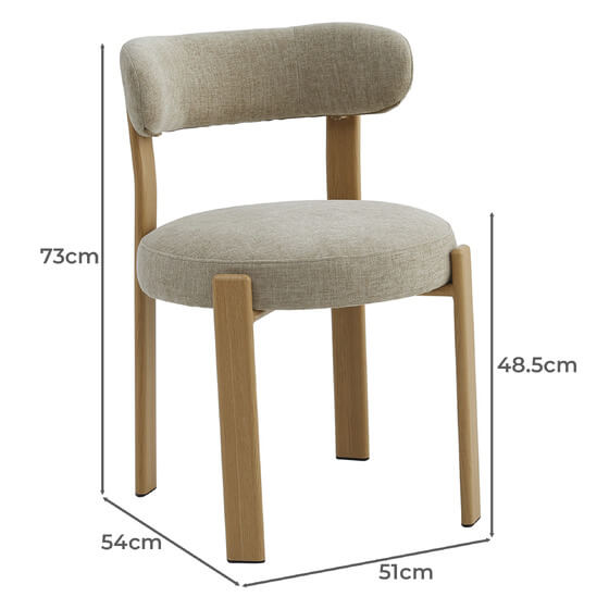 Montessa | Modern Metal Fabric Dining Chairs | Set Of 2 | Beige Natural
