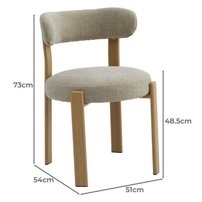 Montessa | Modern Metal Fabric Dining Chairs | Set Of 2 | Beige Natural