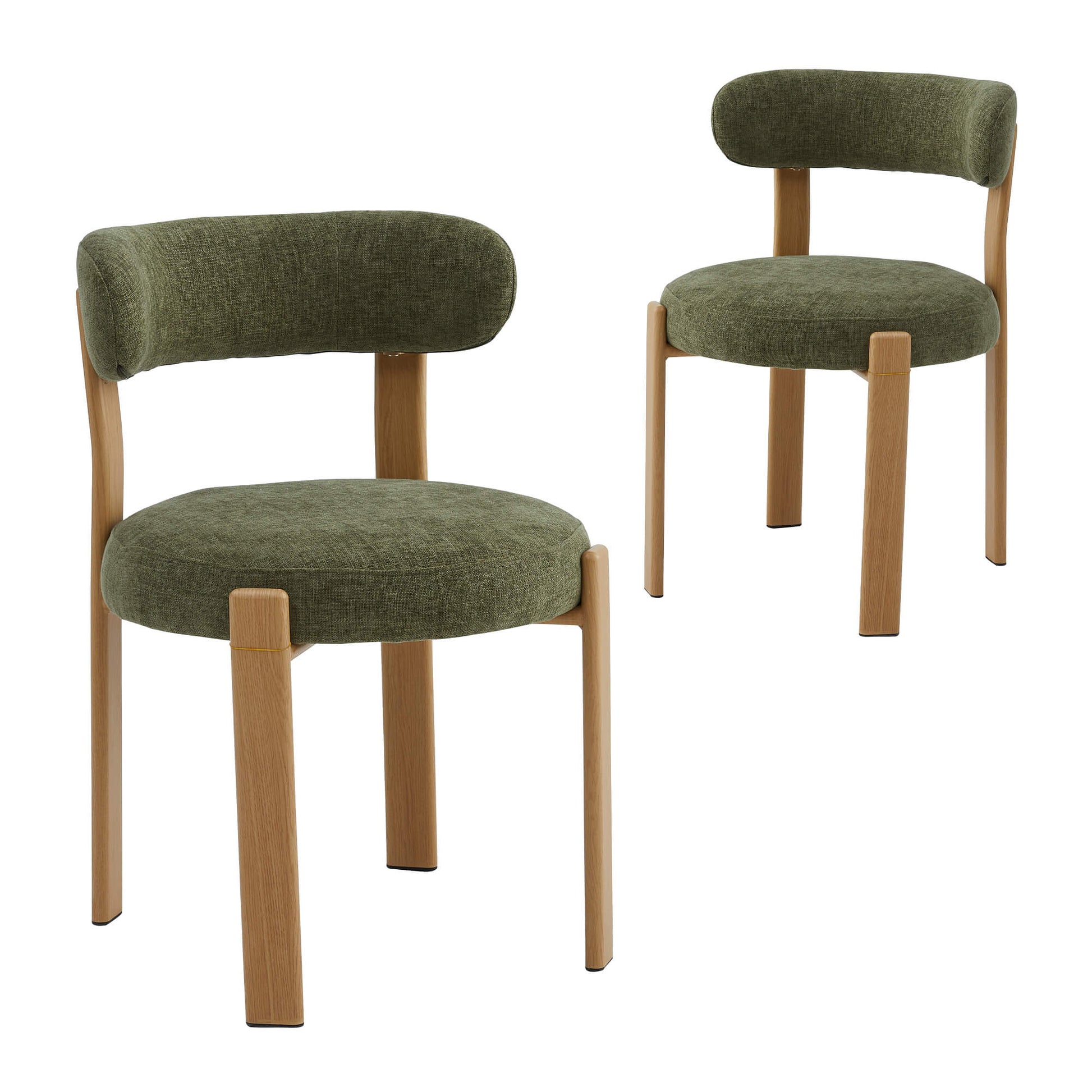 Montessa | Modern Metal Fabric Dining Chairs | Set Of 2 | Olive Natural