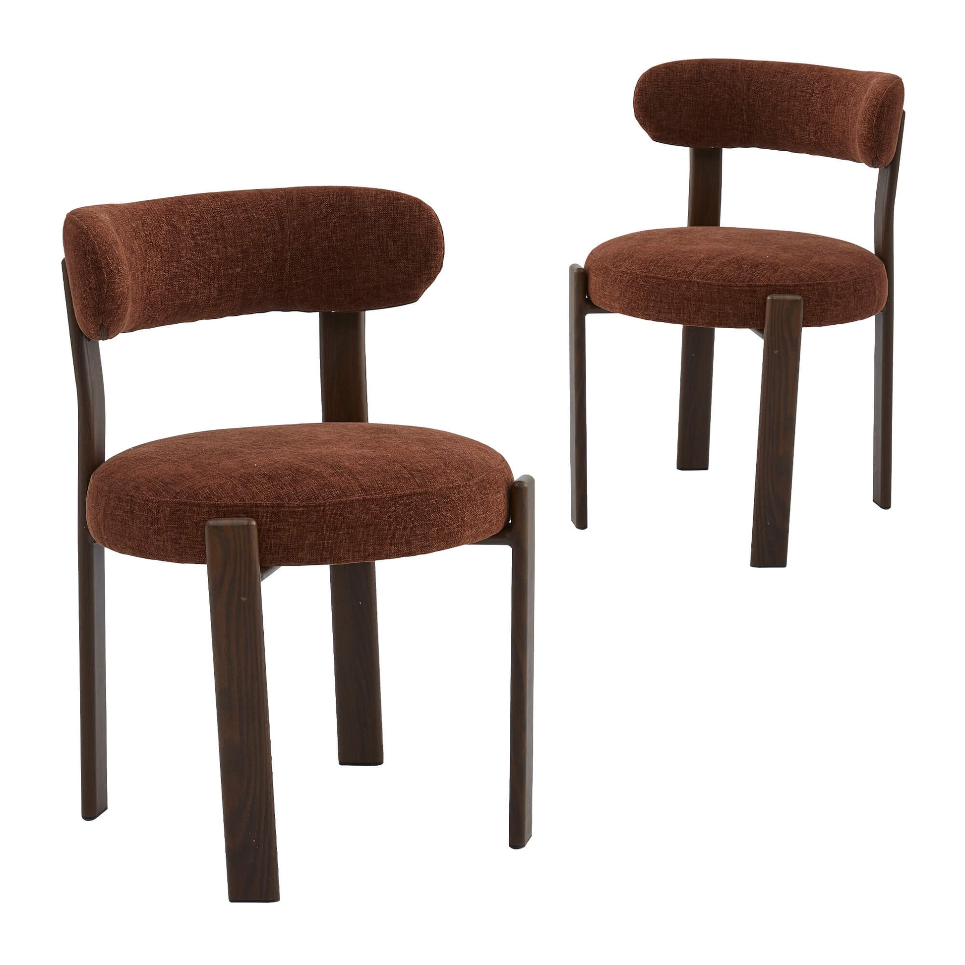 Montessa | Modern Metal Fabric Dining Chairs | Set Of 2 | Rust Walnut