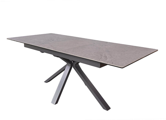 Montville | Ceramic Pietra Grey Marble Look 2m Rectangular Extension Dining Table | Grey