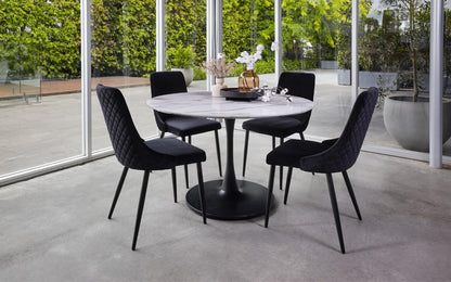 Montville Version 2 | Modern Metal Black Grey Velvet Dining Chairs | Set Of 2 | Black