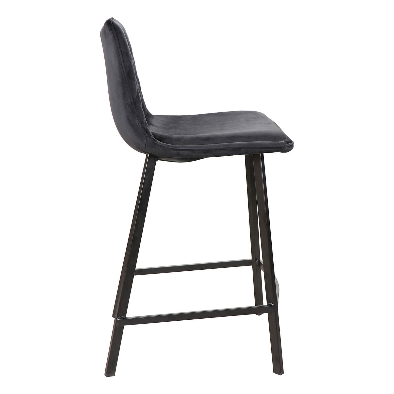 Montville | Version 3 | Modern Metal Velvet Bar Stools | Set Of 2 | Black