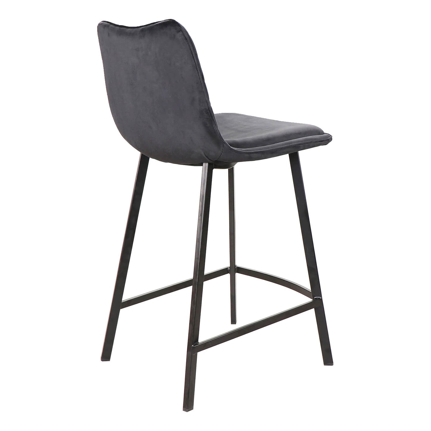 Montville | Version 3 | Modern Metal Velvet Bar Stools | Set Of 2 | Black