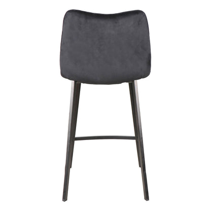 Montville | Version 3 | Modern Metal Velvet Bar Stools | Set Of 2 | Black