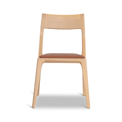 Moresby | Coastal Tan PU Leather Natural Wooden Dining Chairs | Set Of 2 | Tan