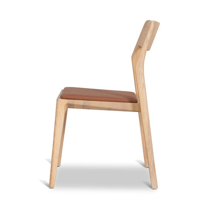 Moresby | Coastal Tan PU Leather Natural Wooden Dining Chairs | Set Of 2 | Tan
