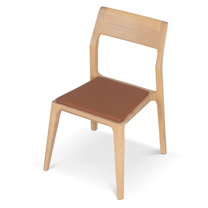Moresby | Coastal Tan PU Leather Natural Wooden Dining Chairs | Set Of 2 | Tan
