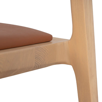 Moresby | Coastal Tan PU Leather Natural Wooden Dining Chairs | Set Of 2 | Tan