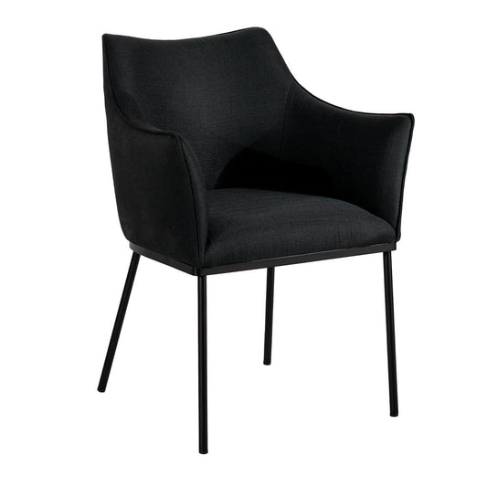 Morley | Contemporary Black Natural Fabric Dining Chair With Arms | Black