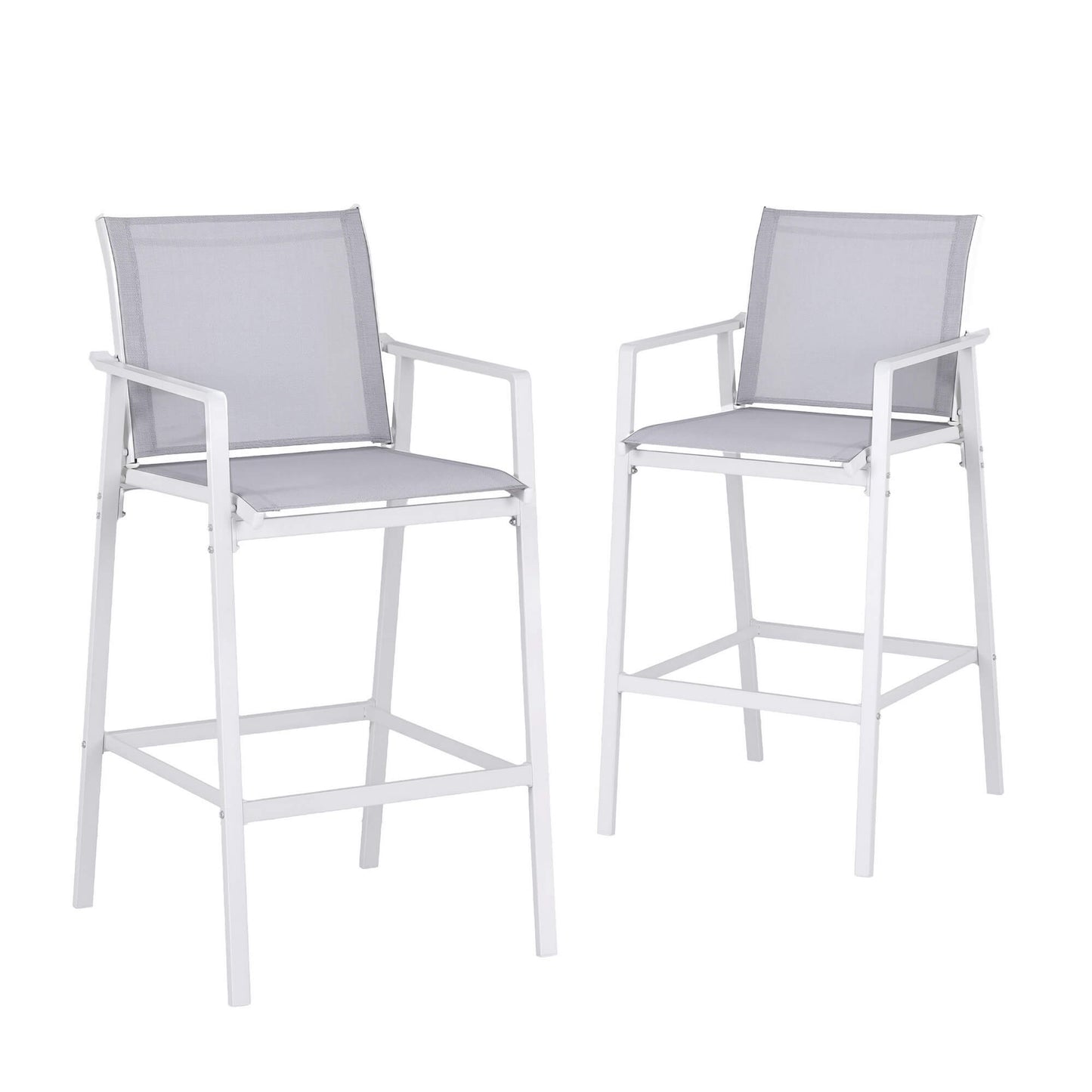 Morley | Modern White Metal Indoor Outdoor Bar Stools | Set Of 2 | White
