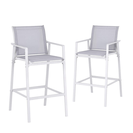 Morley | Modern White Metal Indoor Outdoor Bar Stools | Set Of 2 | White