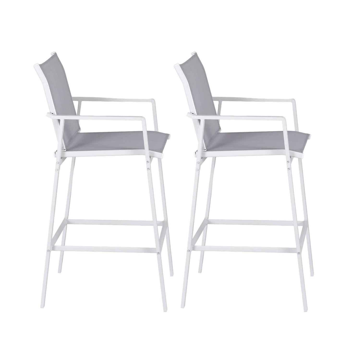 Morley | Modern White Metal Indoor Outdoor Bar Stools | Set Of 2 | White