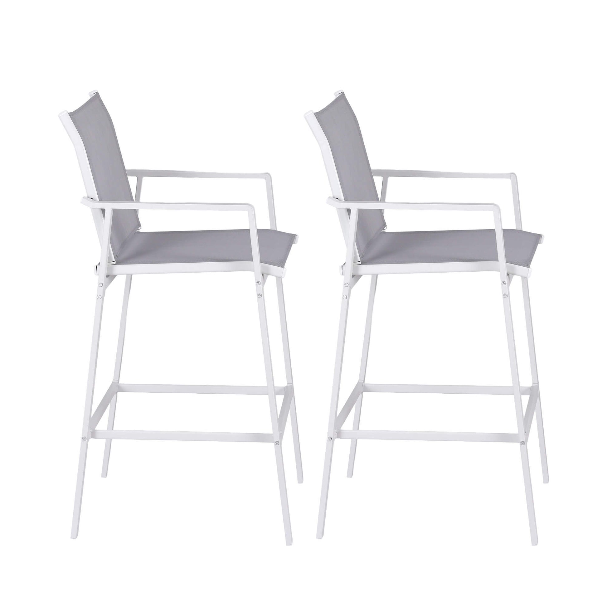 Morley | Modern White Metal Indoor Outdoor Bar Stools | Set Of 2 | White