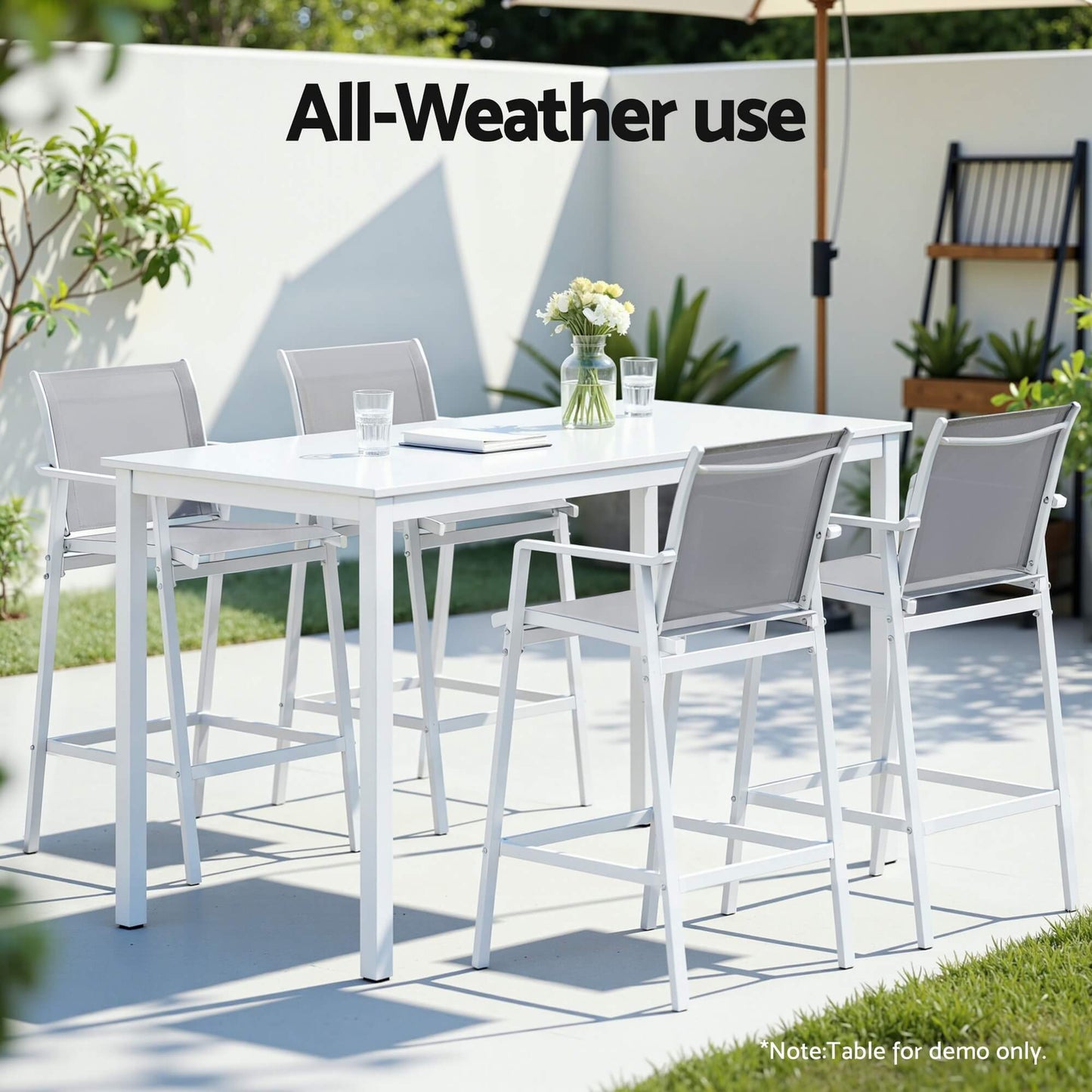 Morley | Modern White Metal Indoor Outdoor Bar Stools | Set Of 2 | White