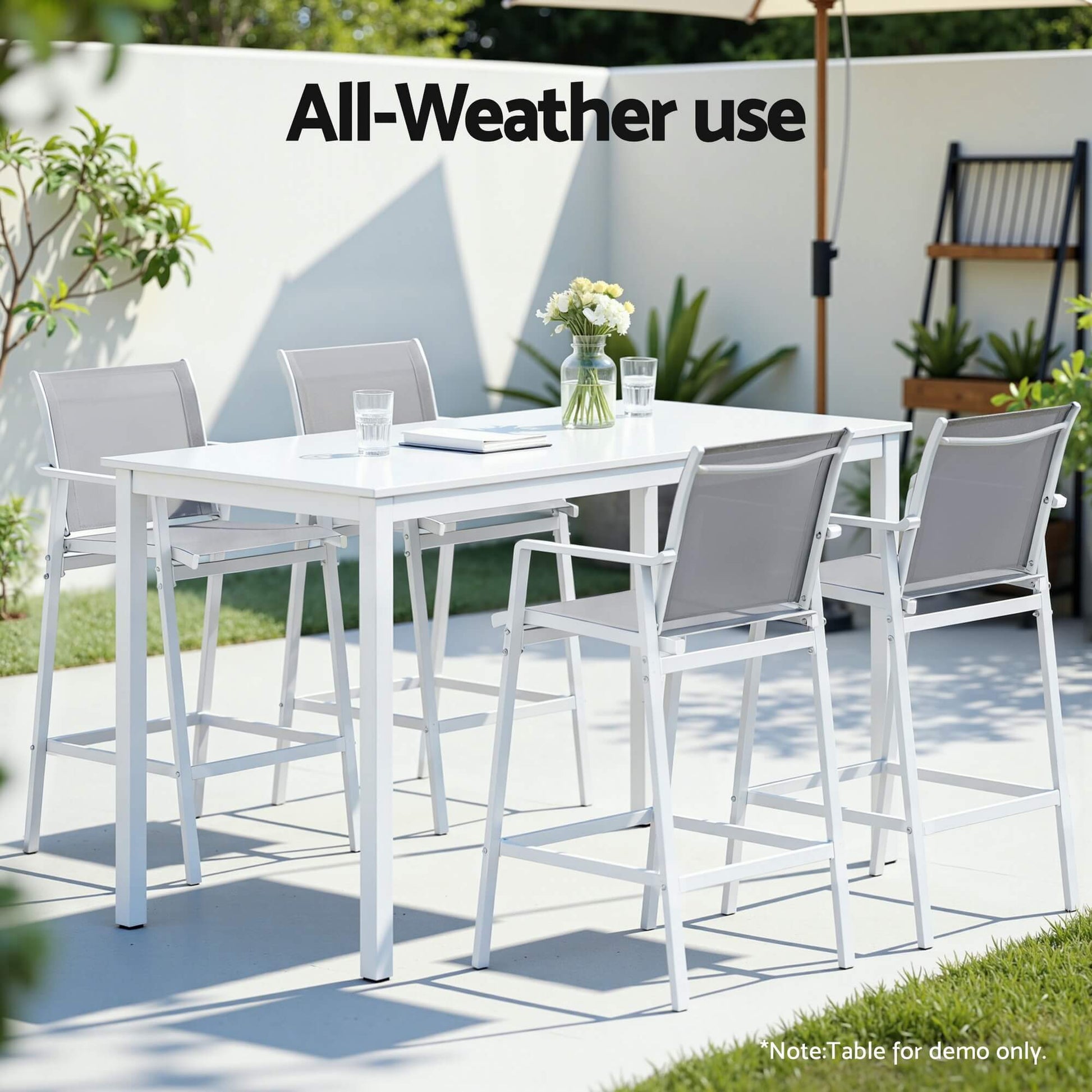 Morley | Modern White Metal Indoor Outdoor Bar Stools | Set Of 2 | White
