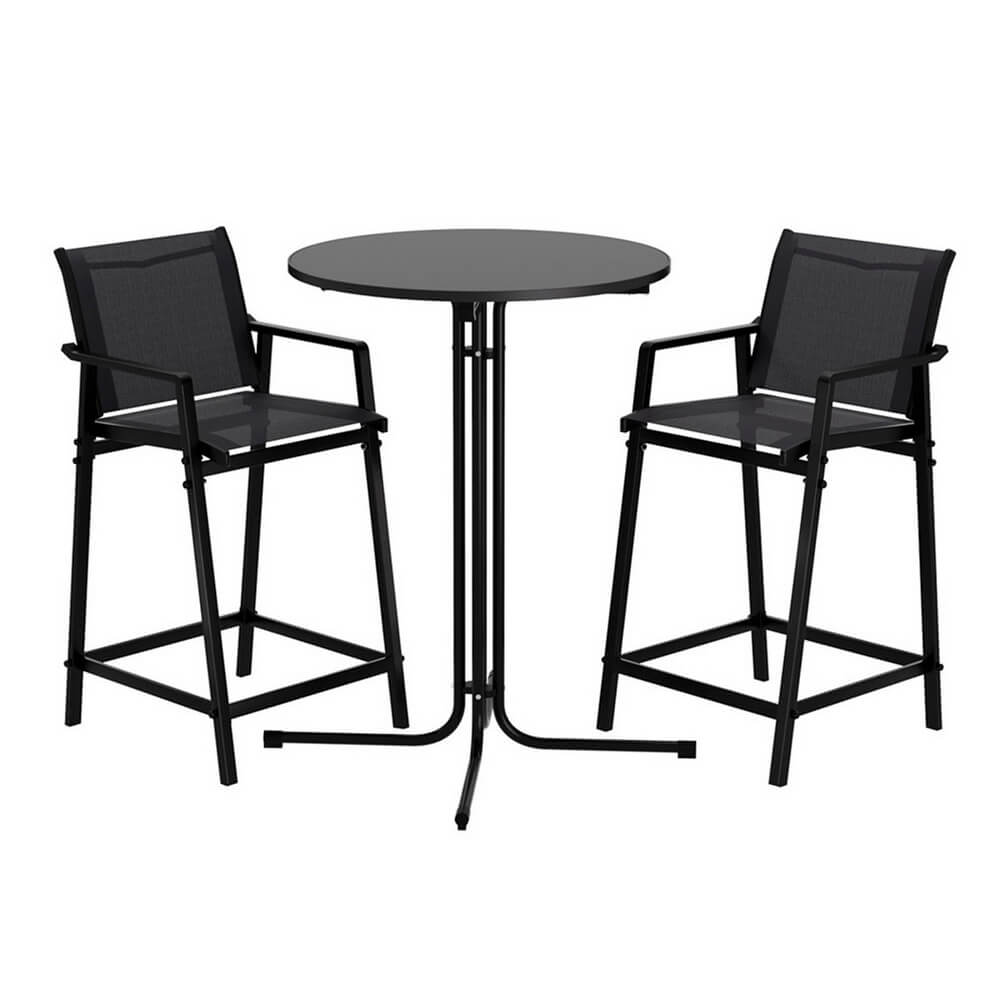Morley | Modern Black White Metal Indoor Outdoor Bar Stool Set | Black