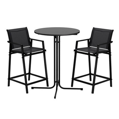 Morley | Modern Black White Metal Indoor Outdoor Bar Stool Set | Black