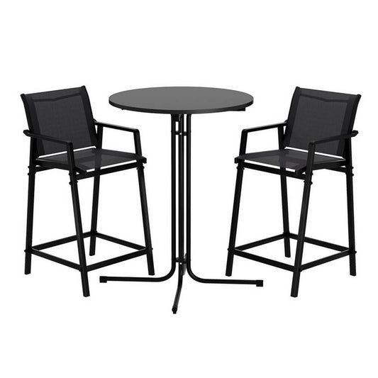 Morley | Modern Black White Metal Indoor Outdoor Bar Stool Set | Black