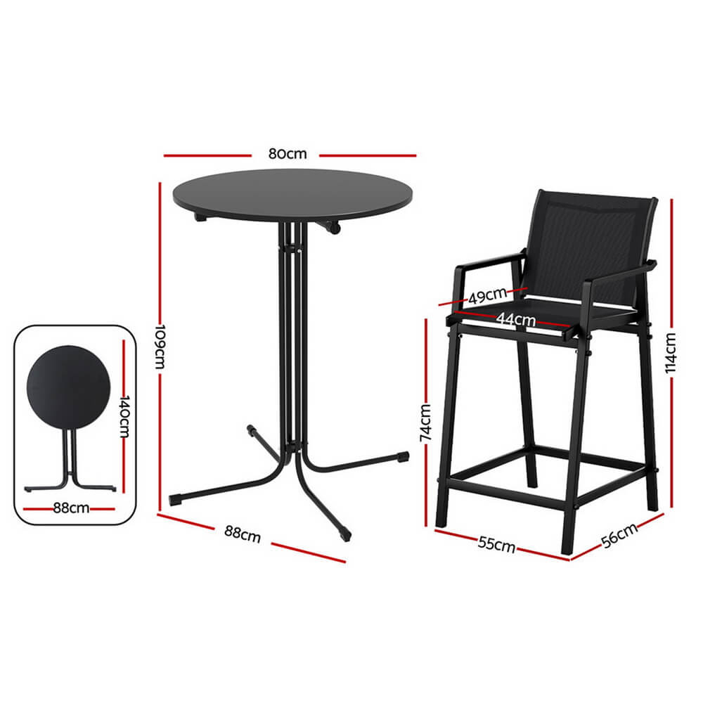 Morley | Modern Black White Metal Indoor Outdoor Bar Stool Set | Black